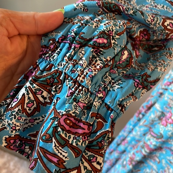 LOFT Bouquet Mock neckline MIDI dress paisley cendre blue NWT L/S zipped back 10 - Picture 5 of 16